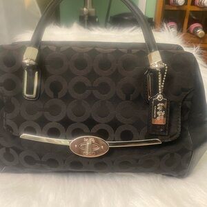 Coach Black Logo canvas  Madeline handbag
